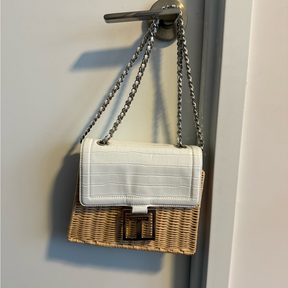 Ted Baker London White and Tan Woven Shoulder Bag